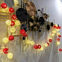 Battery String Light for Indoor: 9.84Ft/20 LED Cotton Ball Lanterns USB - Bohemian Hanging Art Deco for Christmas Bedroom Girl Style Wedding Woven Round Ball