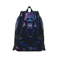 thumbnail image 2 of Naloa Starry Sky Meditating Chimpanzees Canvas Backpack for Men Women Rucksack Casual Travel Daypack College Tote Satchel Bookbag for Teens-Small, 2 of 7