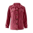 thumbnail image 4 of Women's Sweaters Winter Hooded Cardigans Button Up Cable Knit Coats Jackets Outerwear with Pockets Red, XL, 4 of 5