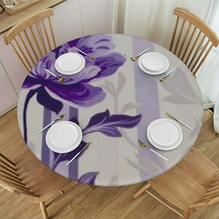 

nygtbtfer Lively Flowers Round Fitted Tablecloth with Elastic Edge Cute Flowers Round Table Cover Home Decorative Tablecloth for Dining Table Dinner Party Family Gathering Fit for Round Tables 46-50