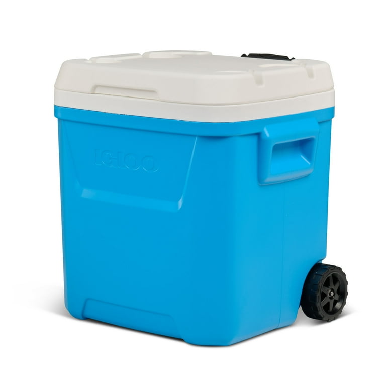 Igloo 60 QT Laguna Ice Chest Cooler with Wheels, Cyan Blue