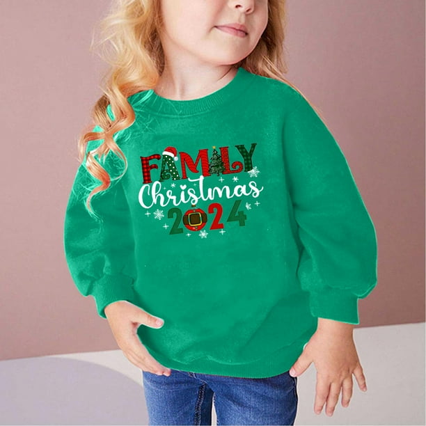 Xihbxyly Sudadera con Estampado de Letras Navideñas, Sudadera Suave con Capucha para Niños y Niñas, Jersey de Manga Larga, Ropa Informal, Uniforme Escolar, Regalo Navideño, Material de Algodón y Poli