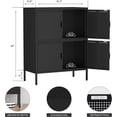 thumbnail image 6 of Elegant Metal Locker Cabinet with 4 Doors, Metal Accent Cabinets,Home Office Storage Lockers Sideboard for Kitchen, Living Room, Entryway,Black, 6 of 7