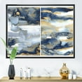 thumbnail image 2 of Designart 'Gold and Dark Blue Abstract II' Modern Framed Canvas Wall Art Print, 2 of 5