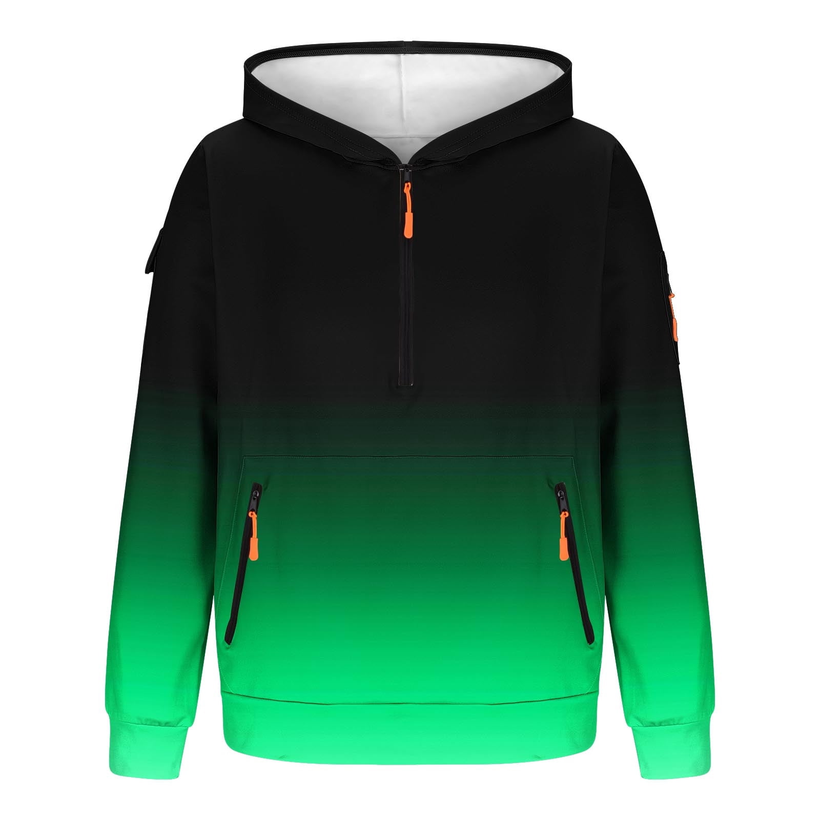 Homenesgenics Men's Gradient Print Pullover Zipper Hoodie with