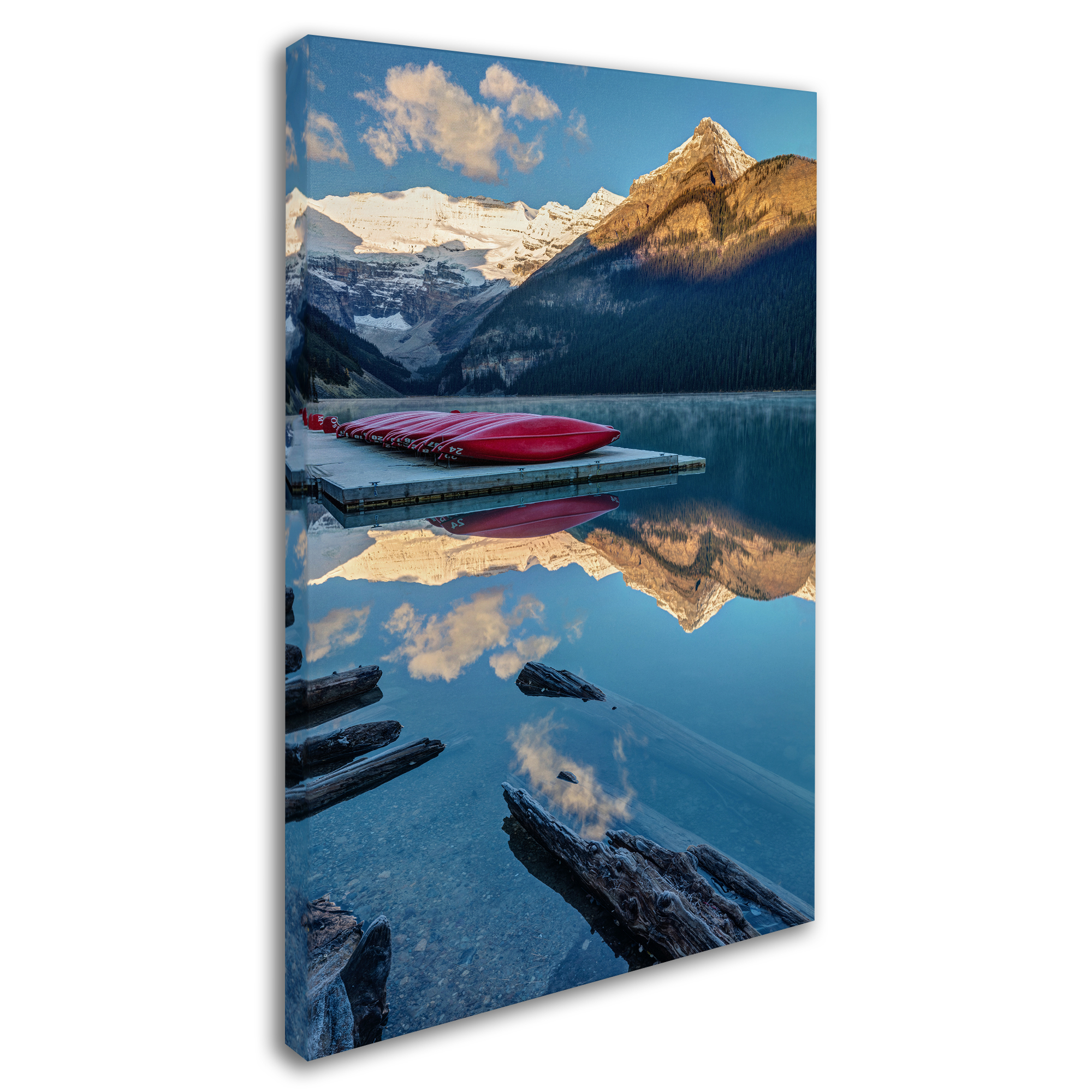 Pierre Leclerc 'Lake Louise Canoes' Canvas Art 16 x 24