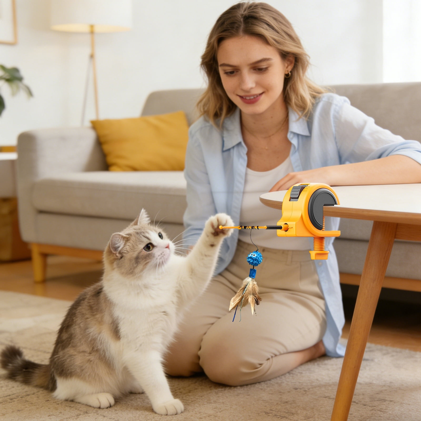 Electric Cat Toys, Cat Feather Toys, Automatic Rotating, Interactive Cat Toys for Indoor Cats, Accent, Plumage, 1 Pc