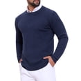 thumbnail image 4 of SUÉTER PULLOVER DE PUNTO TEXTURIZADO EN ESPIRAL PARA HOMBRES DE AJUSTE DELGADO CON CUELLO REDONDO Y MANGA LARGA TALLA S AZUL MARINO, 4 of 6