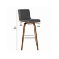 thumbnail image 6 of 26 Inch Faux Leather Counter Height Barstool with Wooden Support, Gray - Saltoro Sherpi, 6 of 6