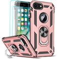 thumbnail image 1 of Veeki Compatible for iPhone 8 Case, iPhone 7 Case, iPhone 6s/ 6 Case with Tempered Glass Screen Protector [2 Pack], Military-Grade Protective Phone Case with Kickstand Ring for iPhone, 1 of 7