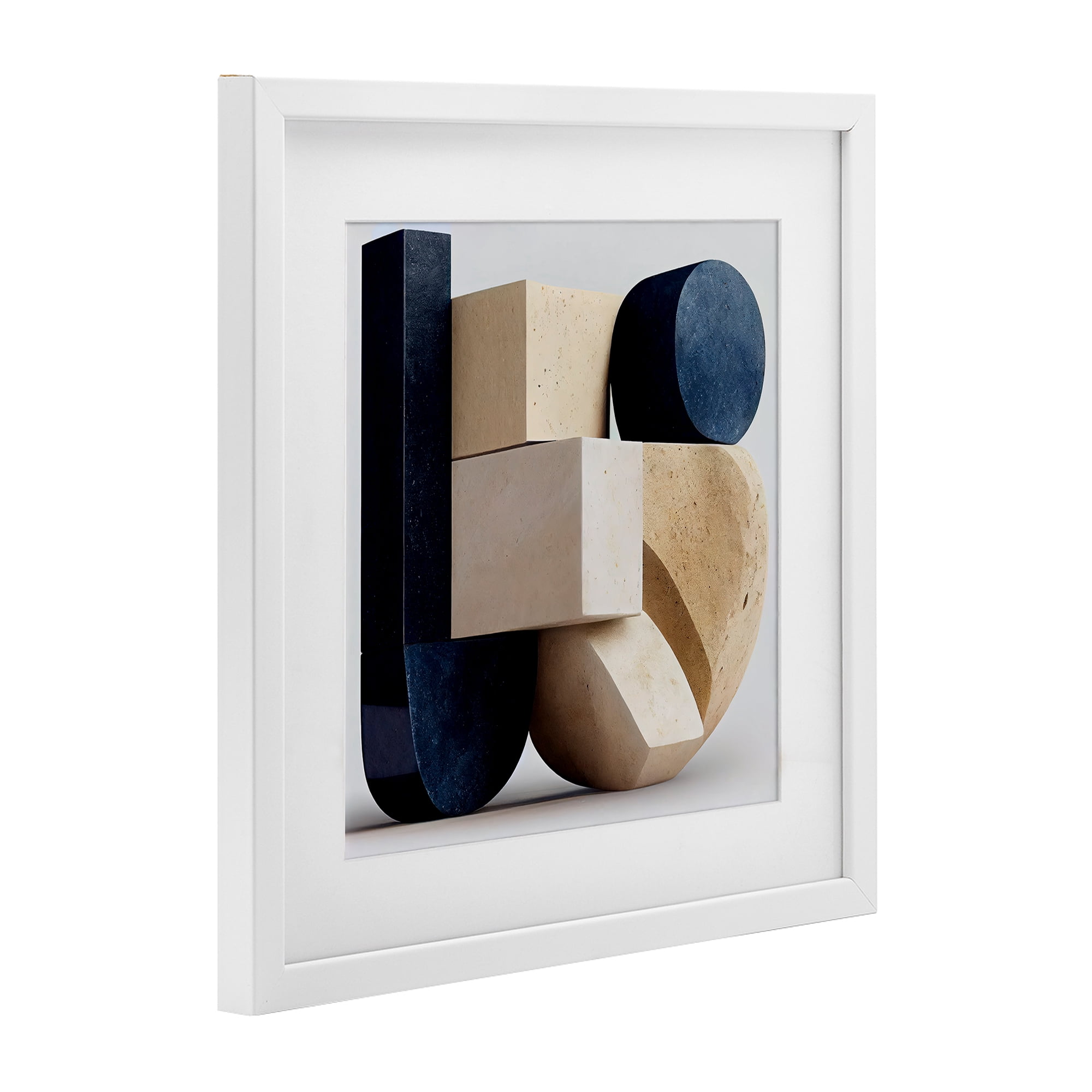 Shapes Of Things Geometric Contour White Framed Print Under Glass, design by Sasha