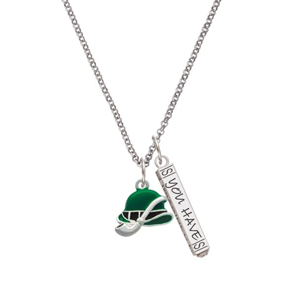 Delight Jewelry Silvertone Derby Hat with Pipe Silvertone Live the Life You Have Imagined Bar Charm Necklace, 23"