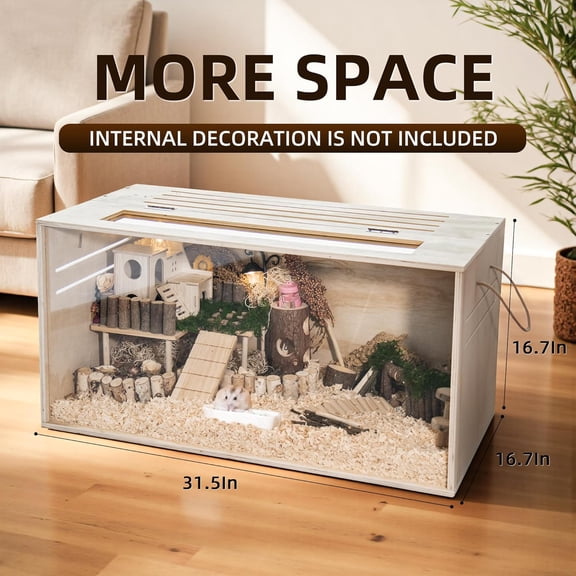 Hamster Cage Chewproof, 32" Wooden Guinea Pig Cage for Small Animals