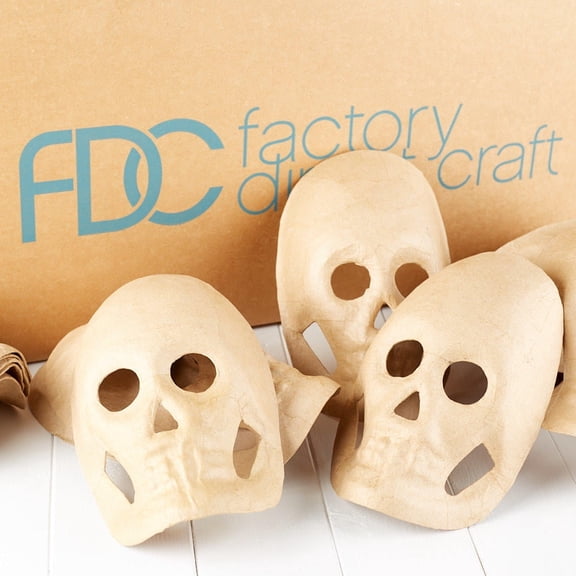 Factory Direct Craft Paper Mache Skeleton Masks, Case of 48, Halloween Skull Craft Masks