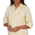 thumbnail image 4 of Alfred Dunner Womens Petite Embroidered Daisy Stripes Button Front Top, 4 of 4