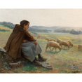 thumbnail image 2 of Albert Baure 14x12 Gold Ornate Wood Frame and Double Matted Museum Art Print Titled - The Shepherdess (1903), 2 of 4