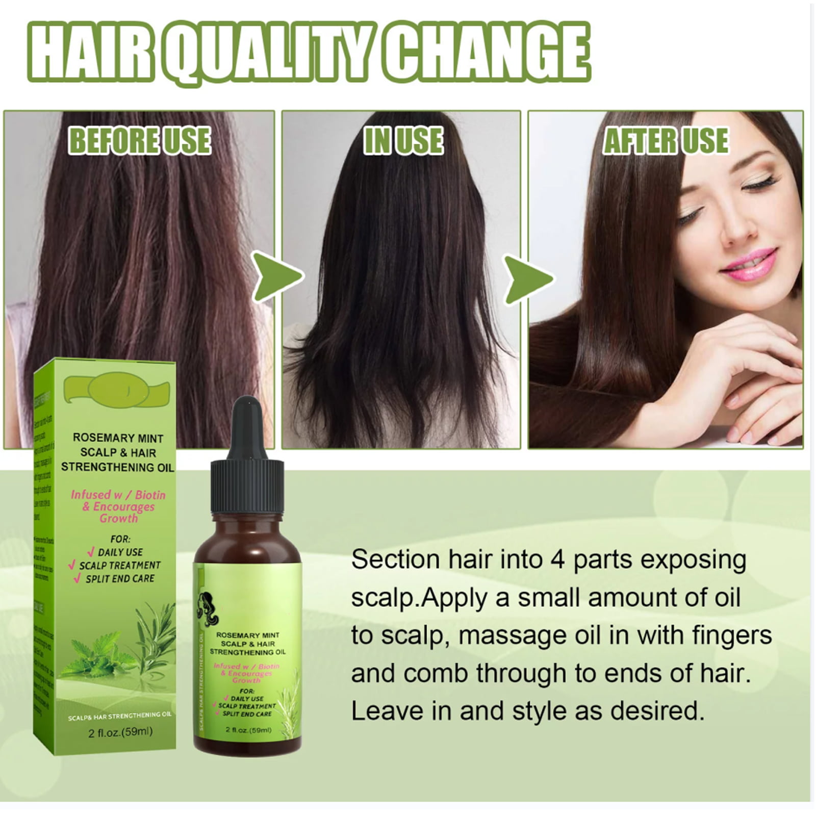 Rosemary Oil for Hair Growth (2.02 Oz) Rosemary Mint Scalp & Hair  Strengthening Oil with Biotin & Essential Oils for Improves Blood  Circulation Dry Scalp Treatment Reduce Hair Loss