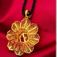 thumbnail image 4 of HOOUN Big Fiower 22K 23K 24K Thai Baht Gold Filled Yellow GP Necklace Pendant, 4 of 5