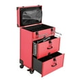 thumbnail image 2 of Rolling Makeup Train Case,3-Tier Large Aluminum Lockable Beauty Organizer Box Cosmetic Trolley, 2 of 10