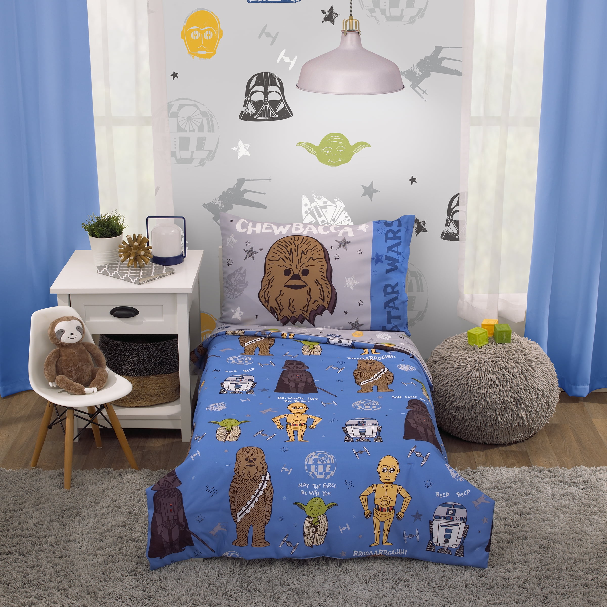 Star Wars Toddler Bedding Sets, Toddler Bed, Blue, 4-Pieces