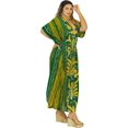 thumbnail image 3 of HAPPY BAY Women's Summer Batik Caftan Maxi Night Loungewear Dashiki House Dress Kaftan Sleepwear for Women Nightgown 2X-3X Green, Floral, 3 of 5