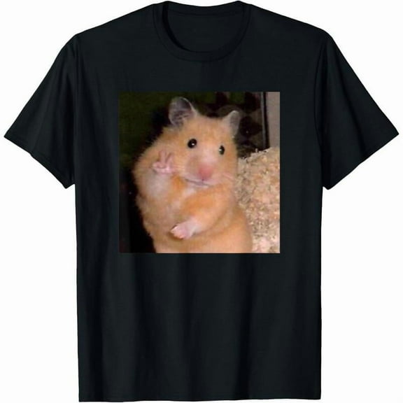 Hamster Meme T-Shirt Graphic Tee Funny Top Cotton Short Sleeve Casual Shirt Comfort Black S-5XL