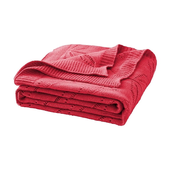 openpig Knit Throw Blanket, Dual-Sided Soft Breathable Cable Knitted Blanket for Couch, Farmhouse Decorative Throw for Sofa & Chair, 51.18x66.92 Inches, Red