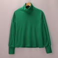 thumbnail image 3 of Women's Fashion Hoodies & Sweatshirts Comdrip Ladies' Autumn and Winter Fashionable Casual Solid Color High Neck Long Sleeved Versatile Pure Cotton Sweatshirt Womens Crewneck Sweatshirt Green S, 3 of 6
