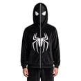 thumbnail image 2 of Mens Spider Hoodies with Pockets Full Face Graphic Hooded Sweatshirt Unisex Flannel Oversize Goth Jacket Y2k Punk Streetwear Zip up Hoodie Spider Caps Black 2XL, 2 of 5