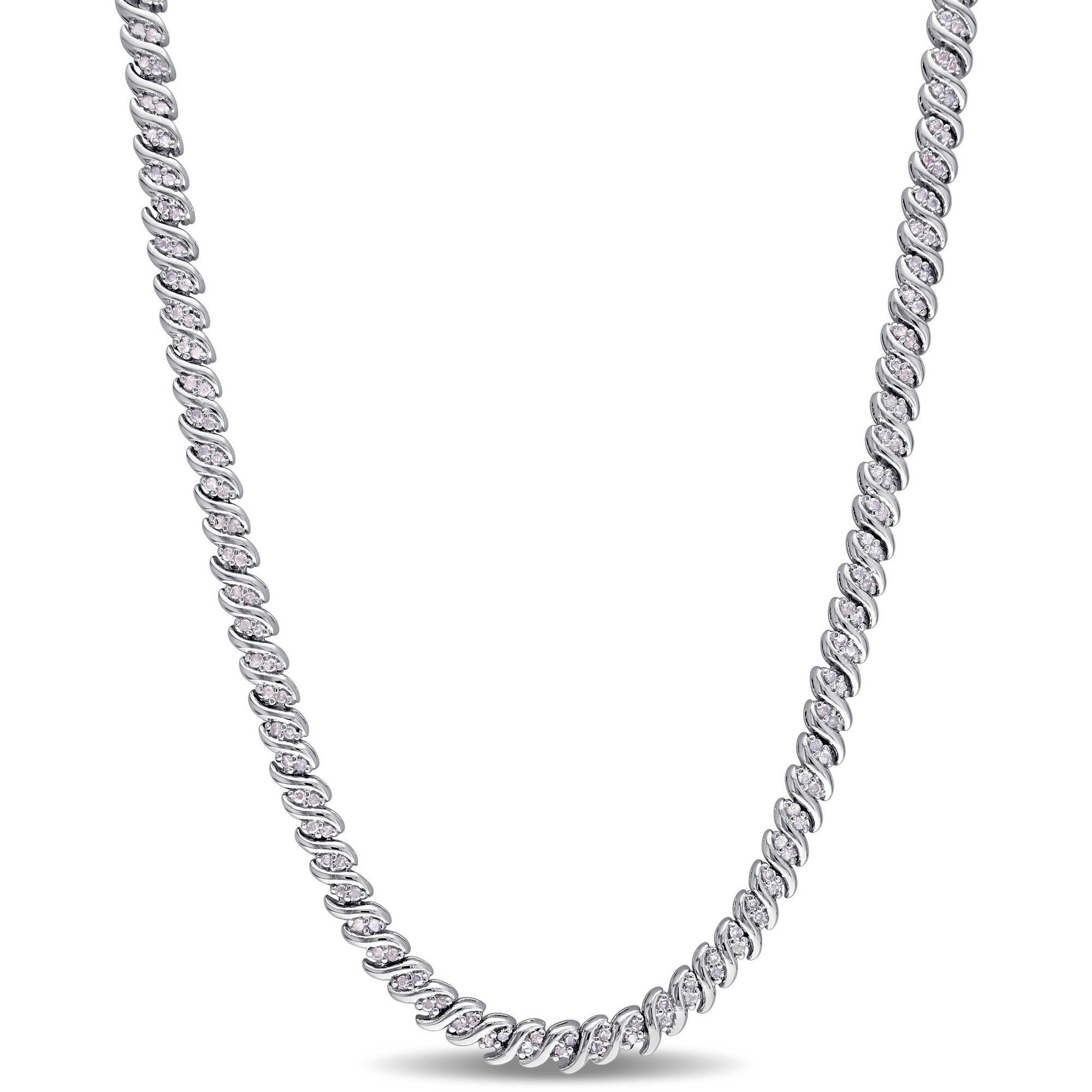 Miabella 1 Carat T.W. Diamond Sterling Silver Tennis Necklace, 17" by Miabella