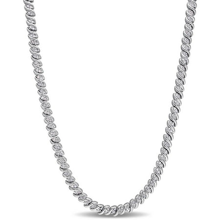 Miabella 1 Carat T.W. Diamond Sterling Silver Tennis Necklace, 17
