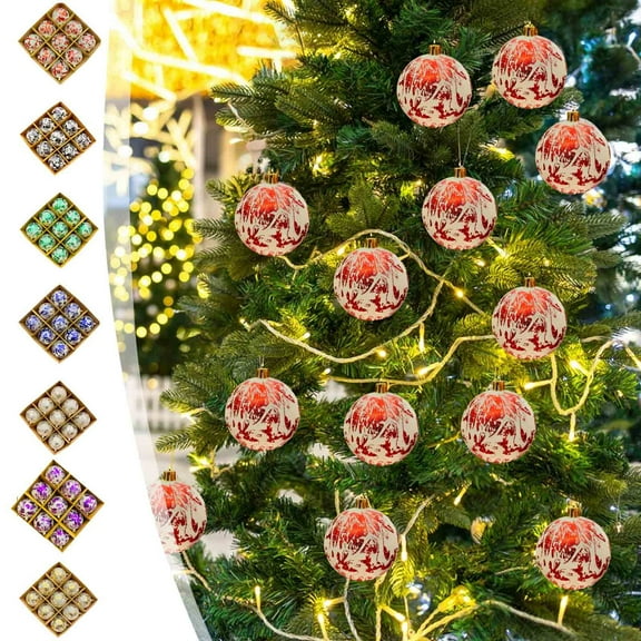 Christmas Ball Ornaments 9 Pcs - 3 inch Large Shatterproof Christmas Balls, Aesthetic Glitter Decorations Indoor, Painted Details Holiday Party Hanging Ornaments for Xmas Tree, Wreath, Vines, Black