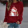 thumbnail image 2 of WEAIXIMIUNG Sweatshirts pour Femmes Col Rond Mode Automne/hiver Pull Extérieur Col Rond Imprimé de Noël Pull à Capuche Tricoté Grossier, 2 of 5