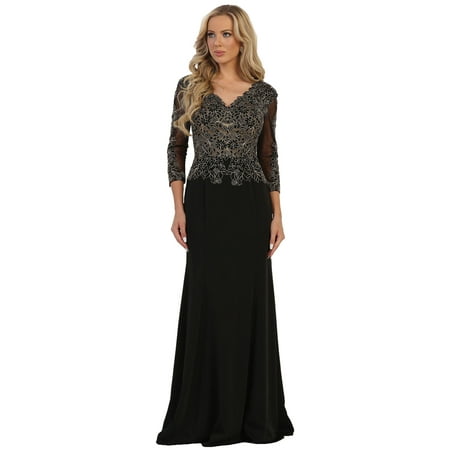 3/4 SLEEVE MOTHER OF THE BRIDE EVENING GOWN (Best Mother Of The Bride Gowns)