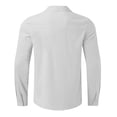 thumbnail image 4 of ZunFeo Mens White Cotton Linen Long Sleeve Band Collar Casual Button Down Shirt Breathable Regular Fit Essential,Size M, 4 of 6
