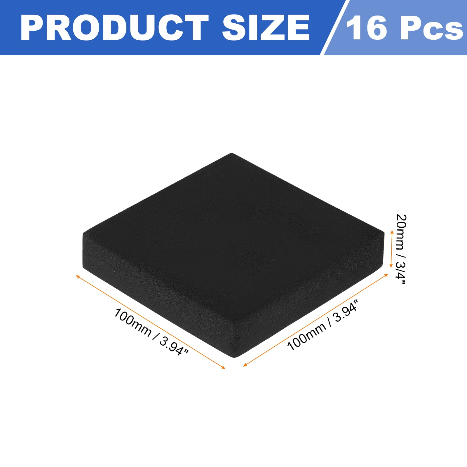 Uxcell 16pcs Anti Vibration Pads for Washing Machine, 3.94'' x 3/4'' Washer Dryer Pedestals Non-Slip and Silent Vibration Isolation Pads Black EVA Support Feet Mat, Square