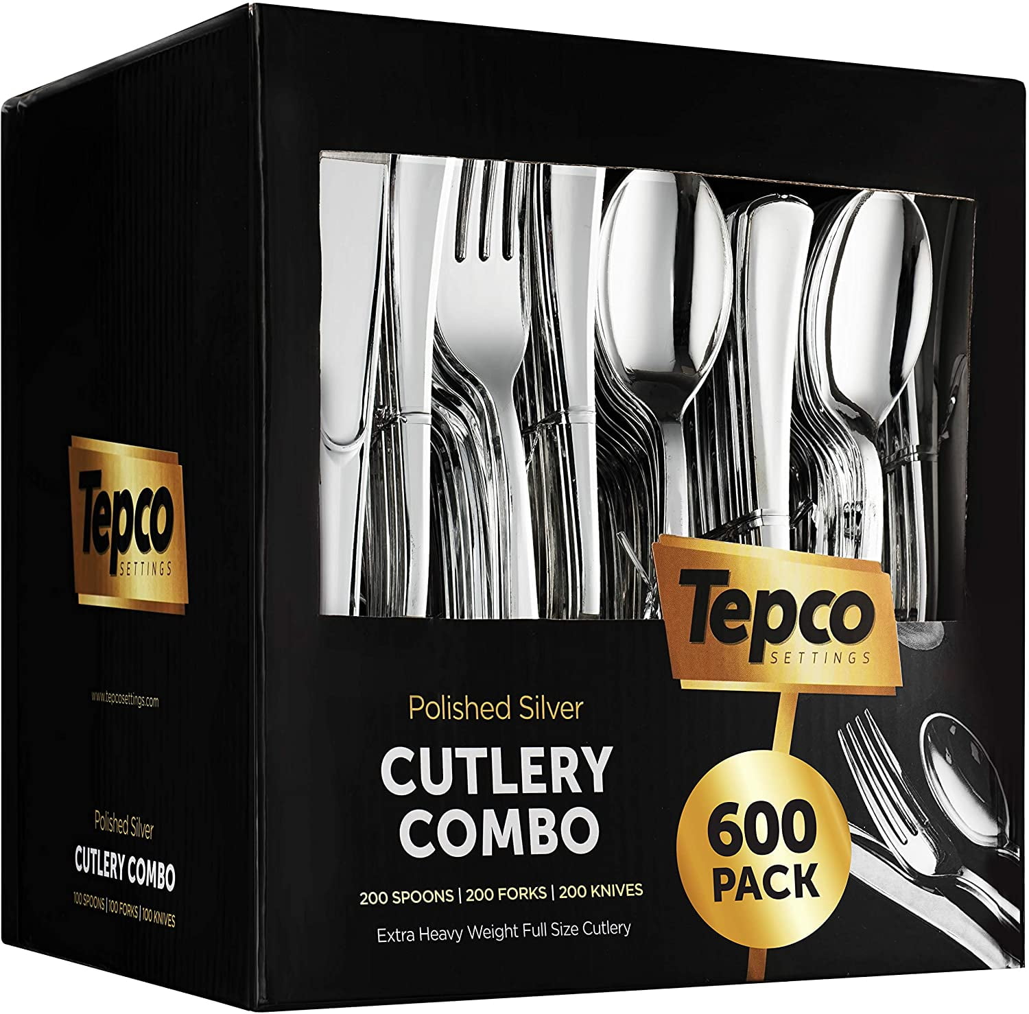 200 Forks 200 Knives and 200 Spoons 600 Piece Gold Plastic Silverware Set 