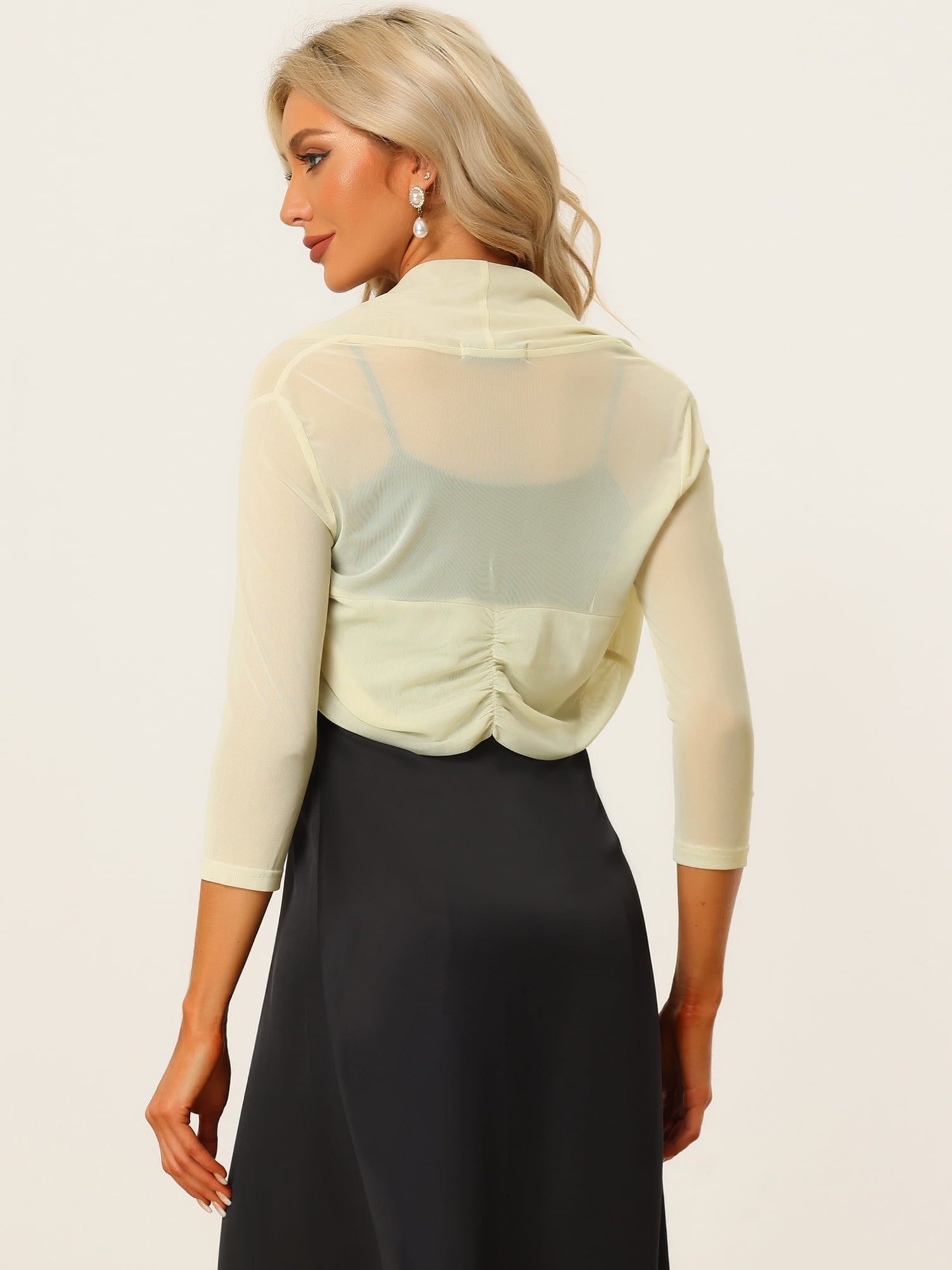 DARING DIVA Semi Sheer Elegant 3/4 Sleeves Blouse 2XL Apricot
