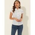 thumbnail image 2 of DARING DIVA Women's Retro Point Collar Short Sleeve Polka Dots Shirts S White, 2 of 6