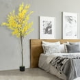 thumbnail image 5 of 6FT Artificial Winter Jasmine Tree, Fake Silk Flower Tree with Cement Nursery Pot, Realistic Yellow Flower Faux Plant for Home & Office Indoor Decor, 5 of 8