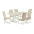 thumbnail image 2 of East West Furniture V-Style 7-piece Wood Dining Set in Brown Smoke, 2 of 6