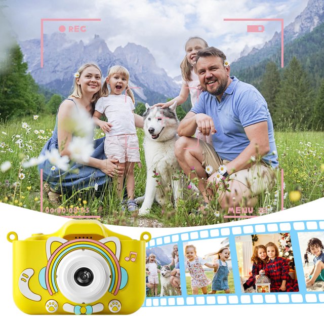 Cámara digital para niños, regalo para niños, pantalla de 0.0 pulgadas, recargable, lente doble frontal y trasera de 2 MP, ideal para niños de 3 a 10 años.