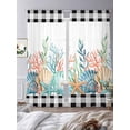 thumbnail image 4 of Coastal Corals Shells Sheer Curtains 84 Inches Long 2 Panels Set, Window Sheer Curtains for Living Room/Bedroom, Ocean Marine Life Sstarfish Black Plaid Light Filtering Rod Pocket Curtain 52''x84''x2, 4 of 8