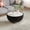 Black-Bowl shaped, variant on 27.56" Grey Round Coffee Table, Bowl Coffee Table with Sintered Stone Tabletop and Fluted PU Leather Covered and Metal Base, Circle Cocktail Tea Table for Living Room