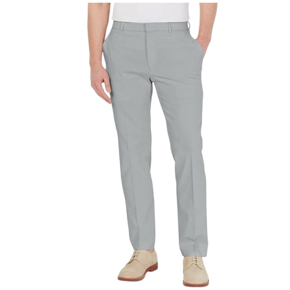 Tommy Hilfiger Mens Modern fit Dress Pants 33 / 32 Light Grey Solid Stretch