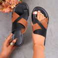 thumbnail image 2 of Qodauz Women's Color Block Toe Ring Flats Criss Cross Two Tone Open Toe Slide Sandals 9, 2 of 10