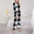 thumbnail image 4 of Junzan White And Black Plaid Print Womens Pajama Sets,Long Sleeve Button Down For Women Pjs 2 Piece, 4 of 9