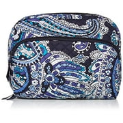 Vera Bradley Womens Signature Cotton Lay Flat Cosmetic Makeup Bag, Deep Night Paisley, One Size
