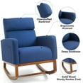 thumbnail image 6 of AVAWING Living Room Rocking Chair, Rocker Fabric Padded Seat Modern Adult Armchair, Solid Wood, Blue, 6 of 7