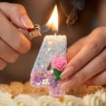 thumbnail image 4 of Candle Birthday, Number 4 Shape, Pink Rose Accent, Iridescent Glitter, Birthday Decorations Pink, 4Th Birthday Cake Topper, Pink Party Decor, 3 In, 1 Pc, 4 of 6